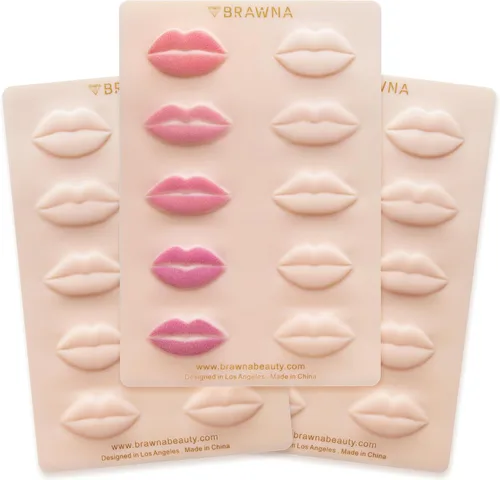 Vista 9 de BRAWNA 3D Lip PMU Practice Skin - 10 formas de labios - Piel de práctica de tatuaje de labios - Suministros PMU