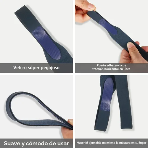 Vista 4 de Arnés de repuesto universal para máscara completa, pieza de repuesto para banda de cabeza de ventilador CPAP (sin máscara) (azul)