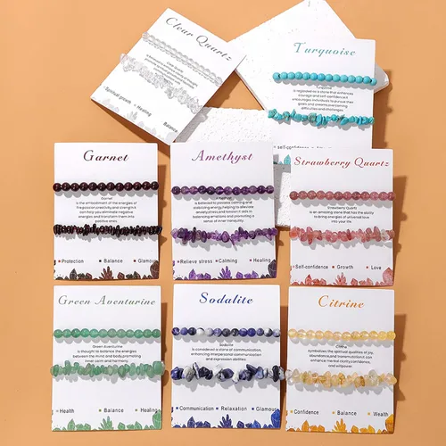 Vista 11 de Pulseras de cristal curativo para mujer, 2 pulseras de piedra natural de 0.236 pulgadas, pulseras elásticas de cuentas de cristal hechas a mano