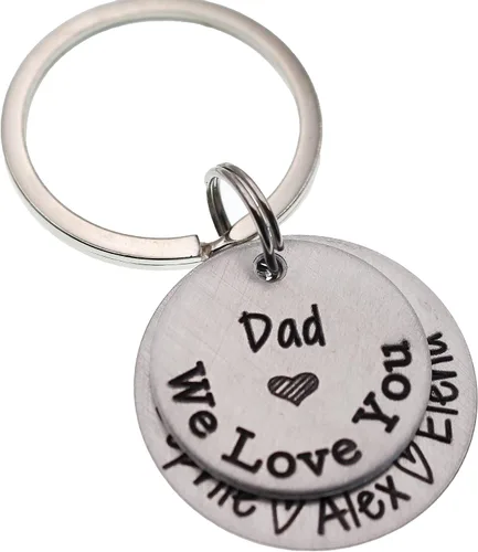Vista 3 de Personalized Father's Day Keychain - Gift for Dad or Grandpa - Mixed Metal Key Chain