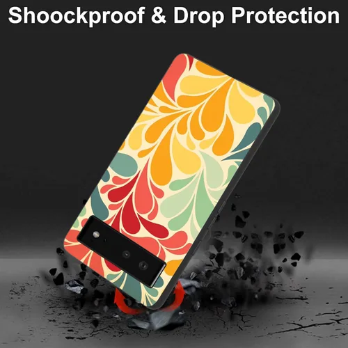 Vista 2 de Funda protectora de TPU compatible con Google Pixel 6, diseño botánico hippie groovy vintage abstracto a prueba de golpes con diseño único