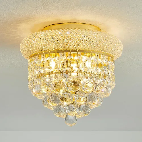 Vista 19 de Lámpara de Araña de Cristal de 3 Luces Empotrada en el Techo para Sala de Estar, Comedor, Dormitorio, Vestíbulo, Entrada, Pasillo, Armario, Baño