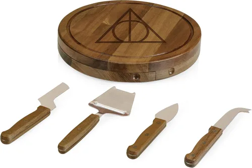 Vista 3 de PICNIC TIME Harry Potter Deathly Hallows Circo - Juego de tabla de quesos y cuchillos, tabla giratoria para charcutería con herramientas ocultas