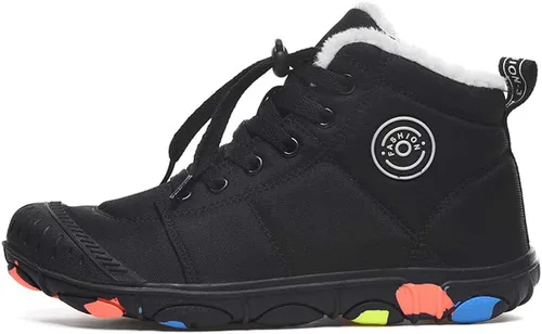 Vista 6 de JWSVBF Botas de invierno con cremallera para mujer, con forro de piel, cálidas, botas de nieve para hombre, botas de invierno impermeables, botas