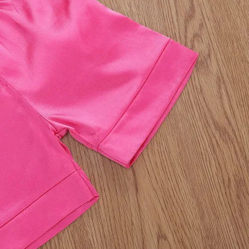 Vista 23 de Conjunto de pijama de manga larga con botones para niña pequeña, conjunto de ropa de dormir