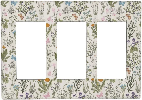 Vista 131 de William Morris Floral Boho Azul Medianoche Azul Bohemio Flor 1 Banda Dúplex Cubierta de Salida Decorativa Receptáculo Único Interruptor Eléctrico