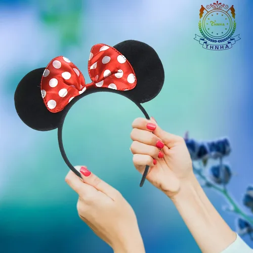 Vista 4 de THNHA Diadema de orejas de Mickey Minnie Mouse - Suministros de fiesta - Diadema de Mickey Mouse para fiesta de cumpleaños