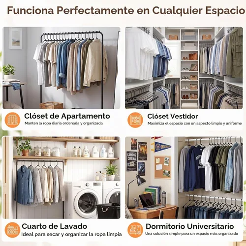 Vista 9 de HOUSE DAY Perchas de Plástico Premium Paquete de 10, Perchas para Ropa que Ahorran Espacio, Colgador Resistente para Abrigos - Organizadores de Negro