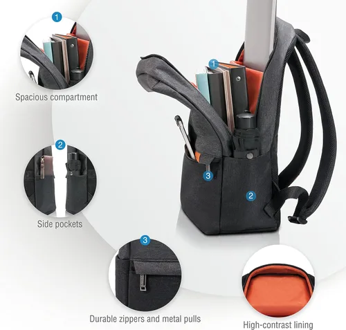Vista 4 de EVERKI Mochila ligera para laptop con bolsillo oculto de 15.6 pulgadas, mochila de trabajo duradera para hombres, mochila de viaje de negocios