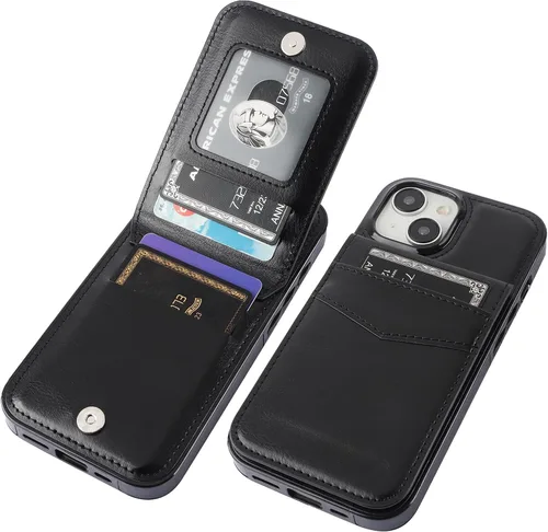 Vista 68 de KIHUWEY - Funda tipo cartera compatible con iPhone 15 con soporte para tarjetas de crédito, cierre magnético, soporte de cuero premium, cubierta