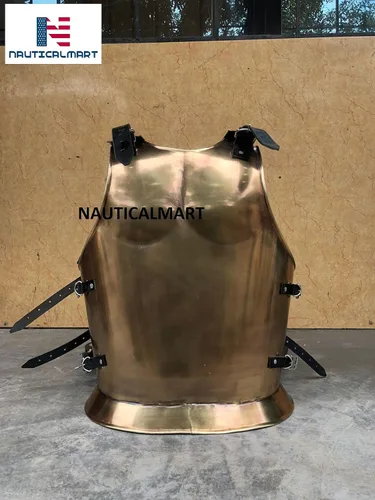 Vista 4 de Guerrero medieval Spartan Muscle Armor Brass Antique Cuirass Disfraz de Halloween