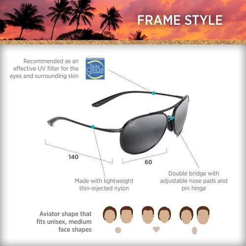 Vista 8 de Maui Jim Mens and Womens Alelele Bridge Polarized Aviator Sunglasses