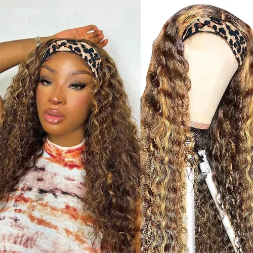 Vista 18 de XSY: Peluca de diadema de cabello humano de onda profunda sin pegamento, sin encaje frontal, peluca de diadema rizada, lista para usar y llevar