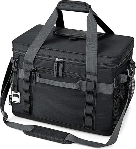 Vista 9 de OPUX Bolsa térmica suave, térmica portátil plegable y aislada, 48/60 latas, a prueba de fugas, para acampar en la playa, con correa para el hombro