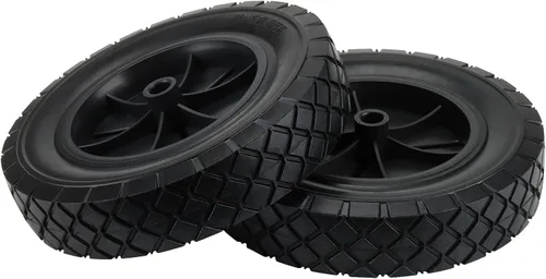 Vista 3 de MOUYAT Paquete de 2 ruedas sólidas de 8 x 1.75 pulgadas para carretilla manual, ruedas de 1/2 pulgada de eje para cortacésped de servicio pesado