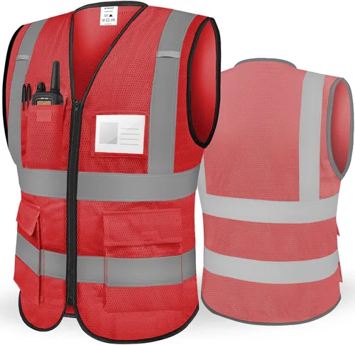Vista 11 de TICONN Chaleco de seguridad reflectante de alta visibilidad Clase II de malla para mujeres y hombres Cumple con los estándares ANSI