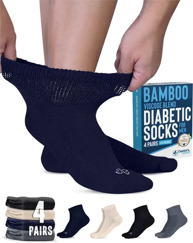 Vista 8 de Doctor's Select Diabetic Socks for Men - 4 Pairs Diabetic Ankle Socks for Men Non Binding Neuropathy Socks