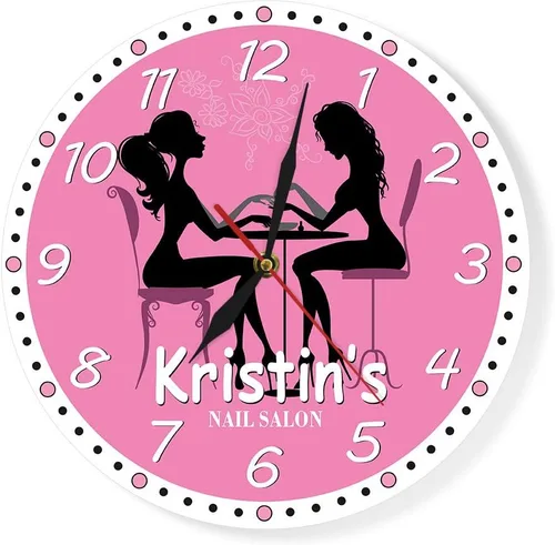Vista 2 de The Geeky Days Reloj de pared personalizado para salón de manicura, salón de uñas, spa, silencio, cuarzo, obras de arte, pedicura, arte de uñas