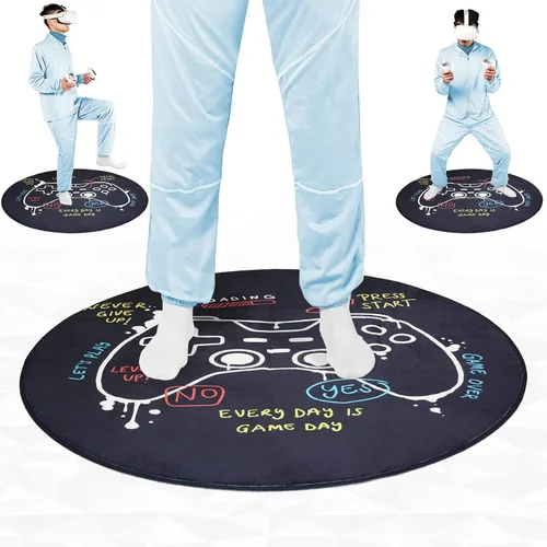 Vista 4 de Linkidea VR Mat Compatible with Oculus Quest2, VR Gaming Mat, Floor Rug Pads for Oculus Rift S, PlayStation VR, PSVR2, Gear VR, HTC Vive (Black)