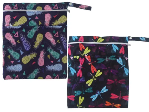 Vista 3 de 2 bolsas húmedas y secas para pañales de tela para bebé, reutilizables, con dos bolsillos con cremallera (NB01)