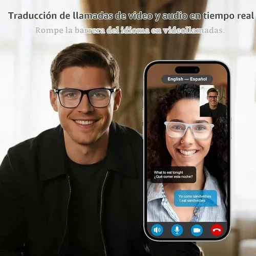 Vista 7 de Gafas inteligentes Bluetooth, traducción en tiempo real - Travel Gris