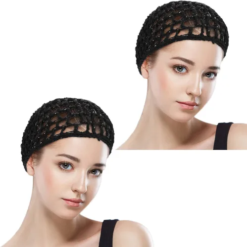 Vista 7 de WLLHYF Gorros de Peluca para Cabello Grueso y Largo, Gorros Ajustables de Red Malla Trenzada para Tejer, Hacer Crochet, Coser, Tejido de Red