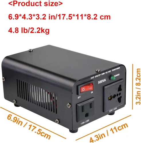 Vista 7 de Yinleader Convertidor de voltaje de 500 W Convertidor de potencia (110 V a 220 V, 220 V a 110 V) Convertidor de paso hacia arriba/abajo 110/120