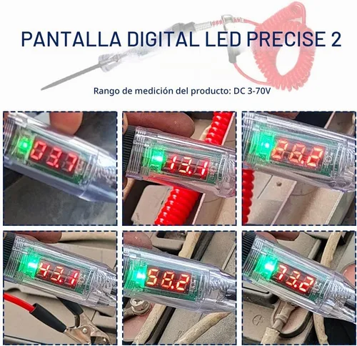 Vista 6 de Luz de Prueba Automotriz de Servicio Pesado de 3-70V, Probador de Relé LED Digital con Cable de Resorte Retráctil de 110 Pulgadas, Probador