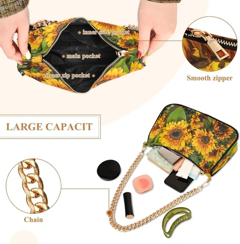 Vista 4 de ALAZA Bolso de hombro con cadena pequeña para mujer, bolso de mano con cremallera