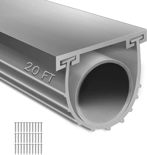 Vista 15 de Sellos de puerta de garaje de goma inferior con kit de base de retención de pistas de aluminio preperforado, kit de sellado de clima de forma de U