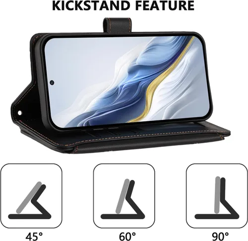 Vista 2 de Funda tipo cartera para Huawei Y9 Prime 2019, mariposa de piel sintética con cierre magnético, con soporte para 5 tarjetas, funda protectora a Negro