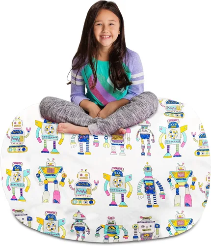 Vista 58 de Posh Creations Funda de puf para niños con almacenamiento para animales de peluche - Organizador de juguetes para niños, Mediano 68.58 cm - Lona