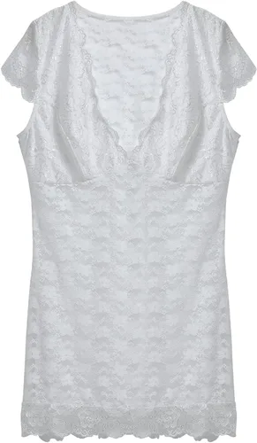 Vista 3 de Ropa interior de encaje floral para mujer, para dormir, talla grande, de malla