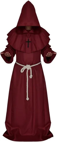 Vista 2 de Disfraz de monje medieval para Halloween, disfraz con capucha