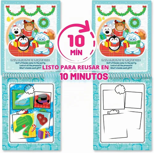 Vista 5 de Scentco Holiday Water Magic (2 Pack - Candy Cane & Gingerbread) - Libros de actividad reutilizables con revelación de agua gourmet patentados