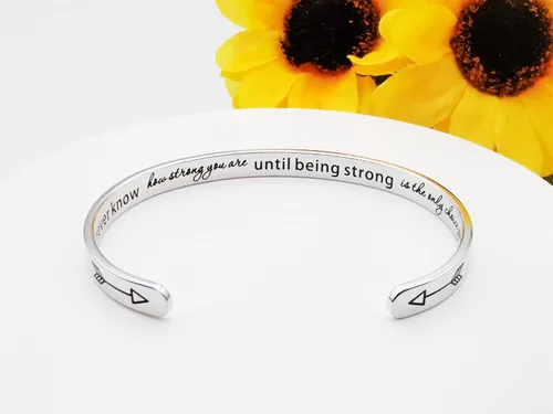 Vista 130 de Pulseras inspiradoras para mujer, joyería de acero inoxidable, con refranes, pulsera motivacional con mensaje oculto, pulseras grabadas para mejor