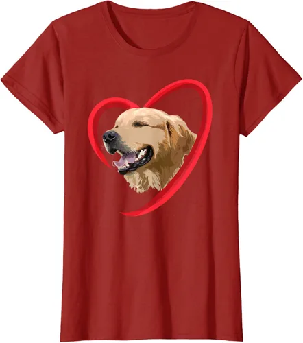 Vista 24 de Golden Retriever Corazón, regalo para ella, camiseta del día de San Valentín, Negro