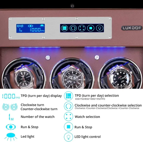 Vista 3 de Automatic Watch Winder Luxury Walnut Watch Winder for Rolex with Quiet Motor and Adjustable Upgraded Watch Pillows AC Adapter Watch Winder Box for