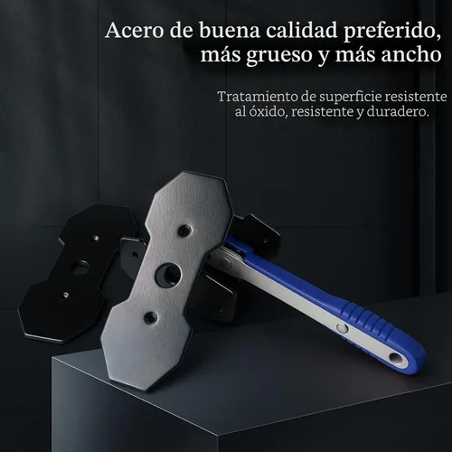Vista 9 de Herramienta de compresión de pinza de freno, herramienta de compresión de pistón de pinza con 2 piezas adicionales de placa de acero grande y 2 Azul