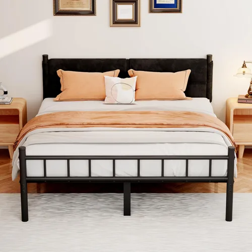 Vista 10 de Base de cama metálica, base de cama tamaño individual de 14 pulgadas con espacio de almacenamiento, base de colchón resistente y de trabajo pesado