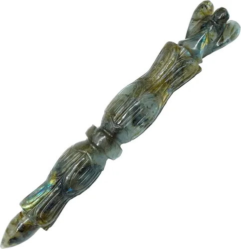 Vista 11 de Varita curativa de talla metafísica de amatista Lápiz de piedras preciosas talladas a mano de 6 pulgadas para meditación y masaje pagano Energía