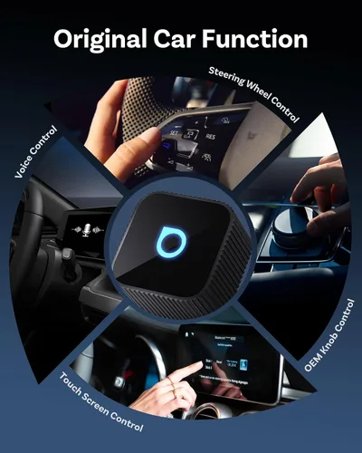 Vista 7 de Ottocast Mini Cube 3.0 Adaptador Inalámbrico CarPlay y Android Auto 2026 – Enchufe y Reproduce, Rápida Reconexión Automática (Negro)