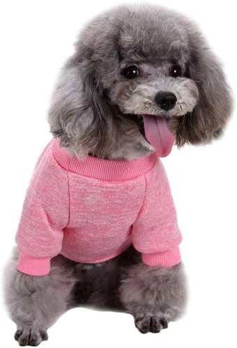 Vista 2 de Ropa para mascotas, suéter suave, cálido y grueso, suéter de invierno para perros (talla S, color rosa) Jecikelon pullover pet apparel for dogs