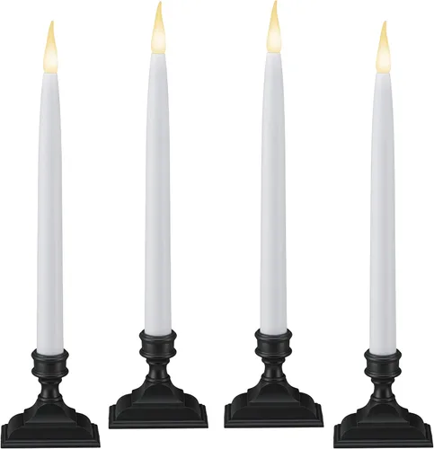 Vista 8 de 612 Vermont VT-1660P-4 - Velas LED de ventana con temporizador (6 encendido/18 apagado), llama parpadeante LED dual blanca cálida patentada, Peltre