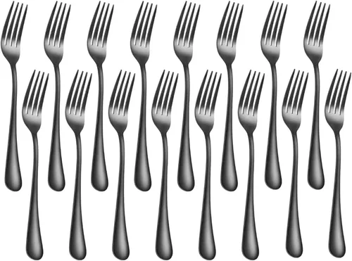 Vista 8 de Juego de 12 cucharas y tenedores, cubiertos de acero inoxidable de grado alimenticio, 6 tenedores (6.8 pulgadas) y 6 cucharas (6.6 pulgadas), juego