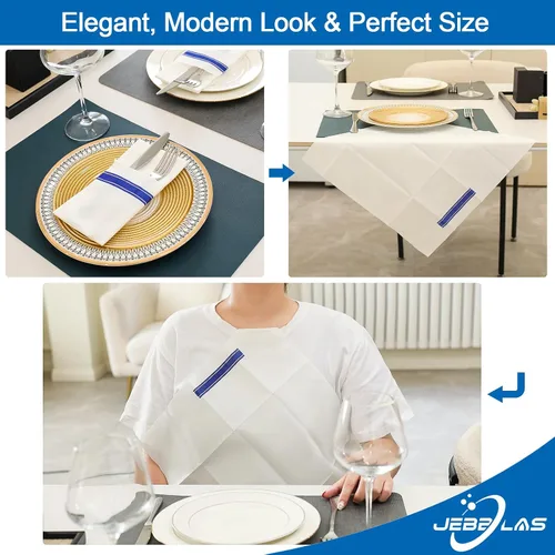 Vista 5 de JEBBLAS Paquete de 50 servilletas desechables con tacto de lino, bolsillo integrado para cubiertos, servilletas decorativas de boda, servilletas