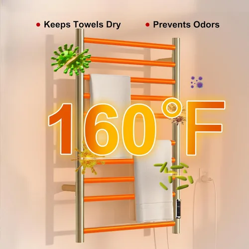Vista 2 de Toalleros térmicos para baño, calentadores eléctricos de toallas para montar en la pared con temporizador y control de temperatura, calentador