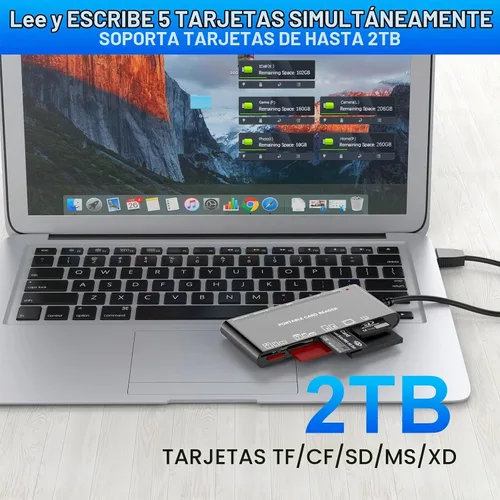 Vista 5 de xD-Picture - Lector de tarjetas USB 3.0, lector de tarjetas de memoria para tarjetas xD/CF/MS/SD/TF - Lector de tarjetas 7 en 1 para Windows, Mac