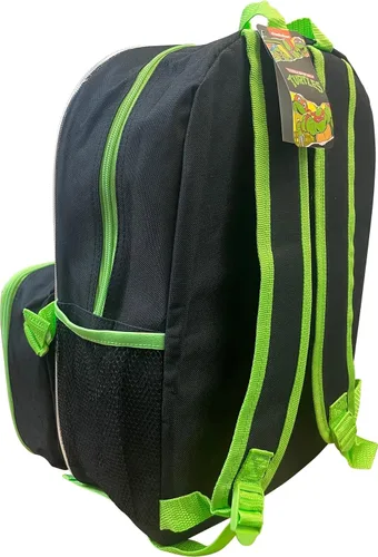 Vista 6 de Ruz Group - Mochila con licencia para niños de 16 pulgadas con lonchera extraíble, Verde, multi color, Tortugas Ninja