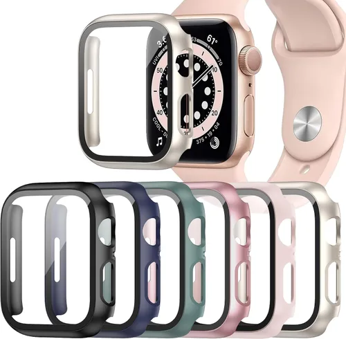 Vista 16 de Paquete de 6 fundas para Apple Watch SE 3 (2025)/SE 2/SE/Series 6/5/4 de 40 mm con protector de pantalla de vidrio templado, funda protectora